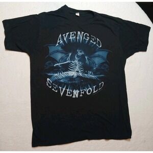 Avenged Sevenfold 2010 Rock Band Black T Shirt Skull Skeleton Tultex Tee Sz L